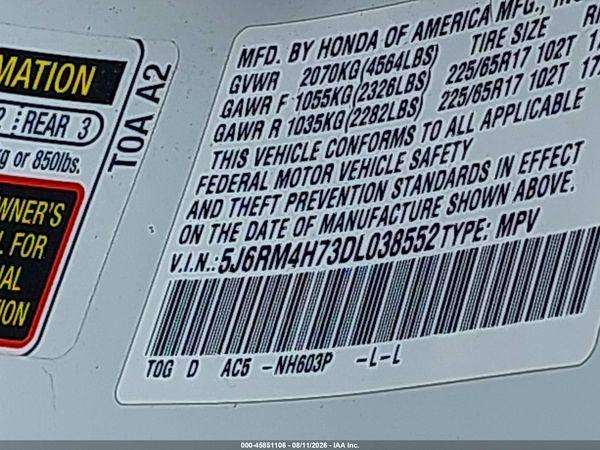2013 HONDA CR-V EX-L