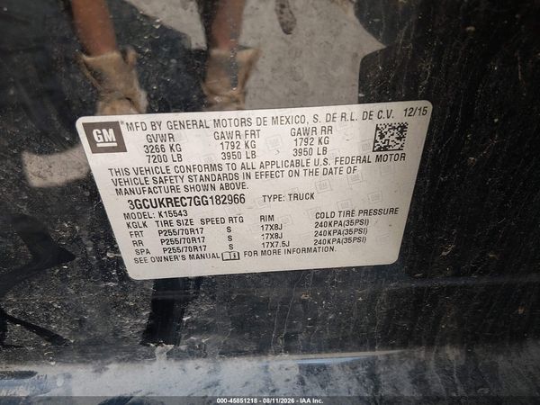 2016 CHEVROLET SILVERADO 1500 LT — I9
