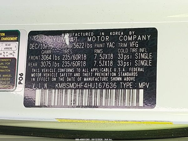 2017 HYUNDAI SANTA FE SE