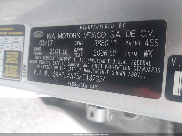 2017 KIA FORTE LX