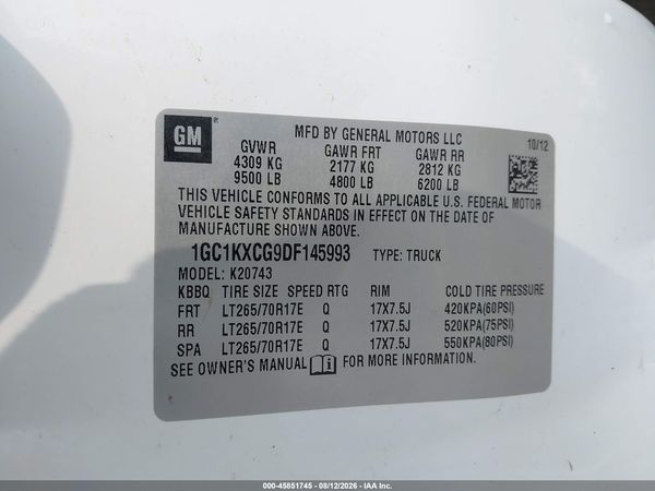 2013 CHEVROLET SILVERADO 2500HD LT — I9