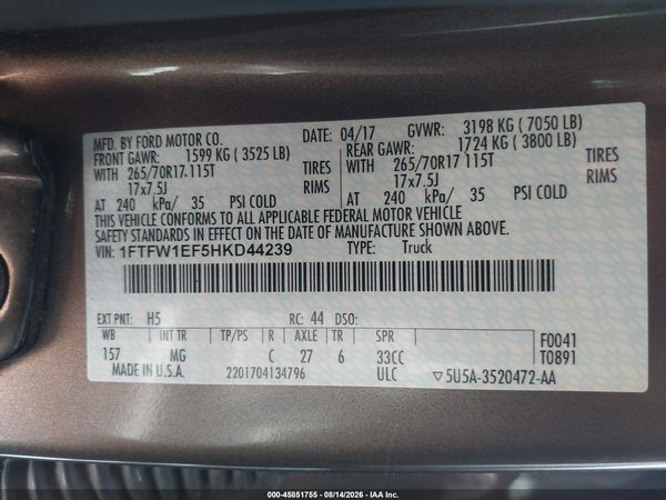 2017 FORD F-150 XLT