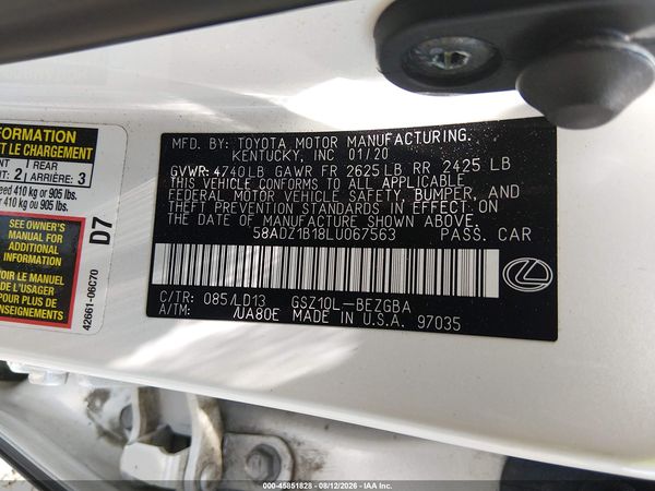 2020 LEXUS ES 350 350 Premium