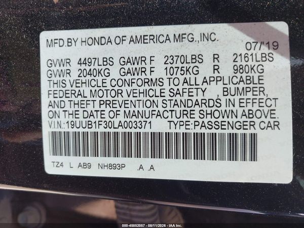 2020 ACURA TLX STANDARD