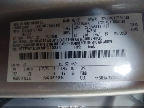 2021 FORD F-150 LARIAT