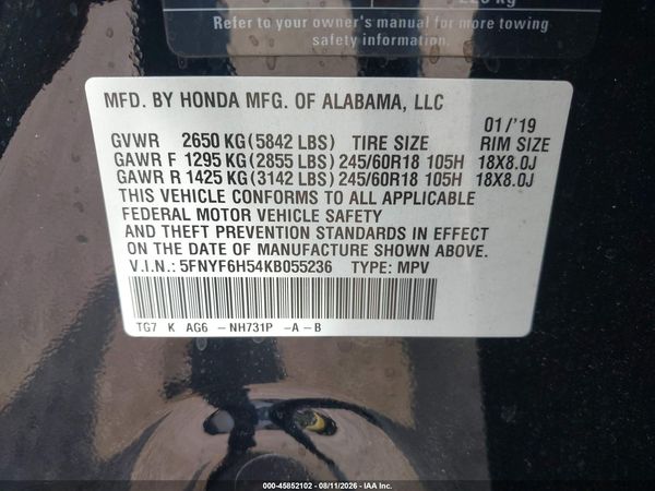 2019 HONDA PILOT EX-L