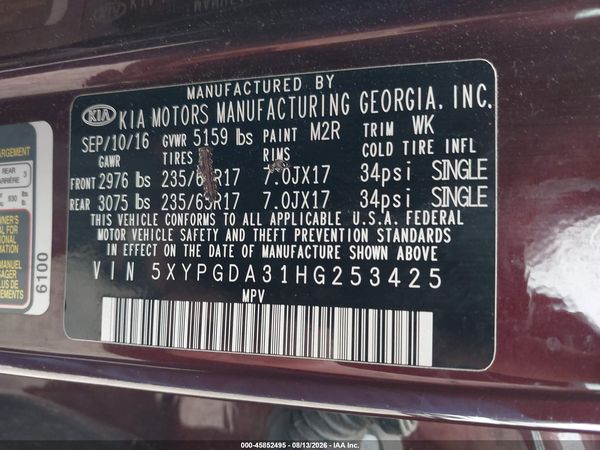 2017 KIA SORENTO 2.4L LX