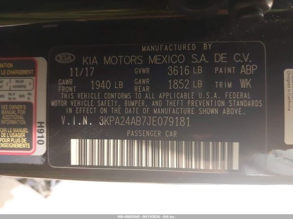 2018 KIA RIO S