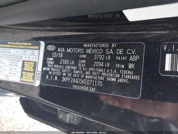 2019 KIA FORTE FE