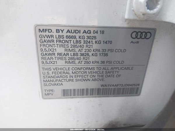 2018 AUDI Q7 3.0T PREMIUM