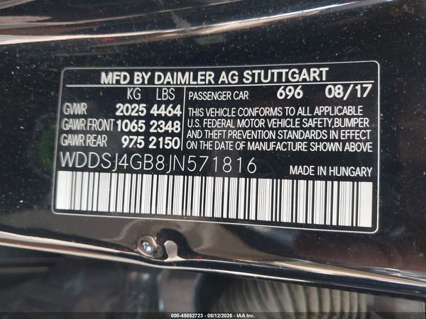 2018 MERCEDES-BENZ CLA 250 4MATIC