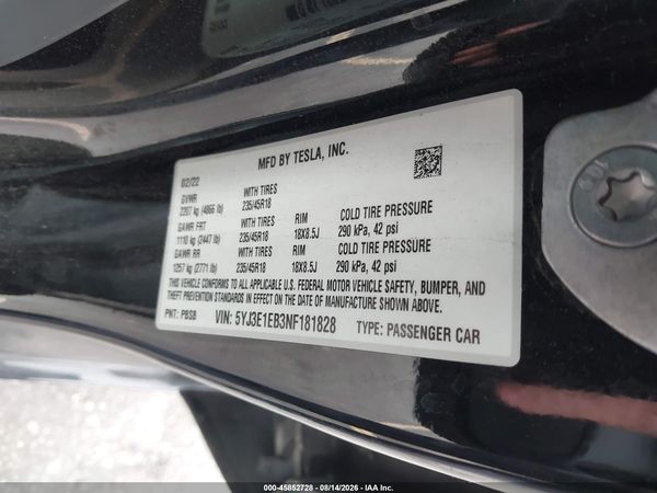 2022 TESLA MODEL 3