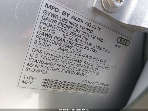 2018 AUDI Q7 3.0T PREMIUM