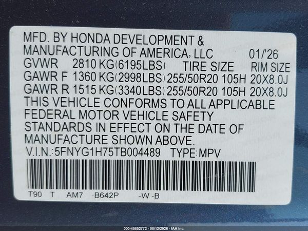 2026 HONDA PILOT TOURING/TOURING BLACKOUT