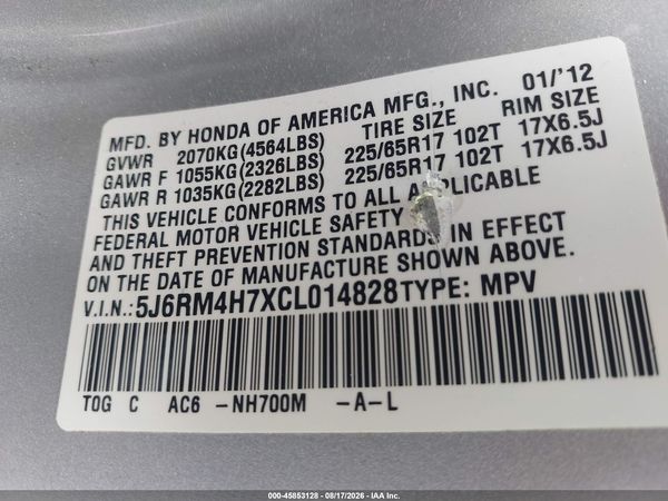 2012 HONDA CR-V EX-L