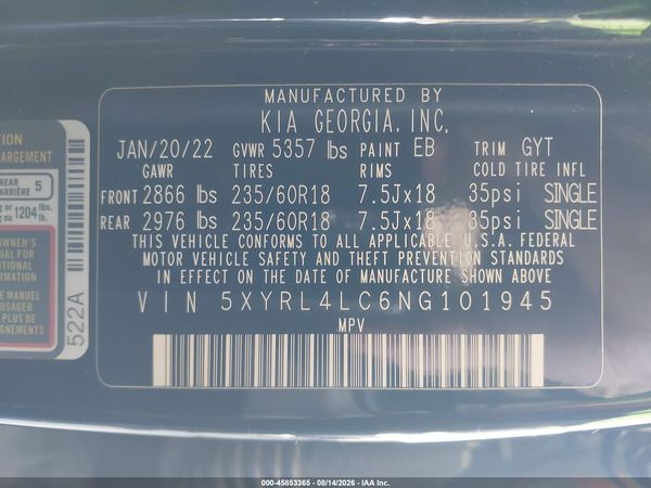 2022 KIA SORENTO S