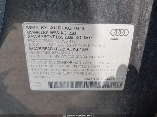 2016 AUDI Q5 3.0T PREMIUM PLUS