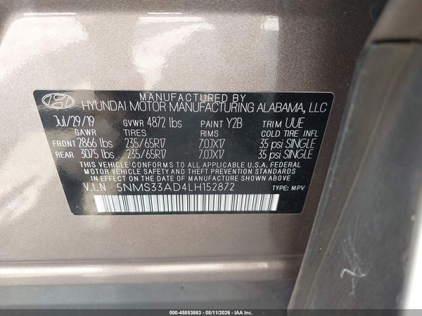 2020 HYUNDAI SANTA FE SEL