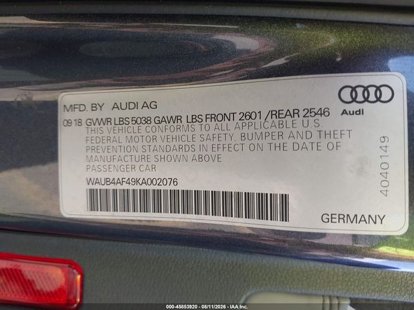 2019 AUDI S4 3.0T PREMIUM