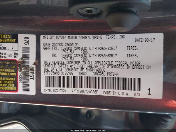 2017 TOYOTA TACOMA TRD SPORT