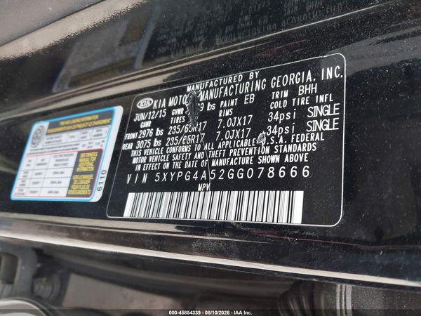 2016 KIA SORENTO 3.3L LX