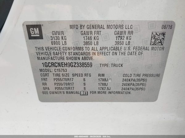 2016 CHEVROLET SILVERADO 1500 WORK TRUCK — I9