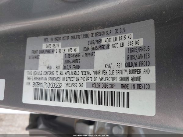 2016 MAZDA MAZDA3 I SPORT