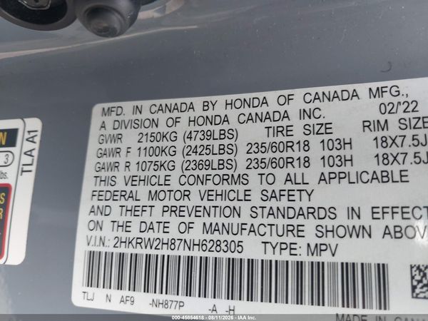 2022 HONDA CR-V AWD EX-L