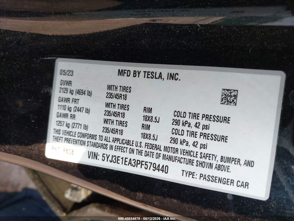 2023 TESLA MODEL 3 REAR-WHEEL DRIVE