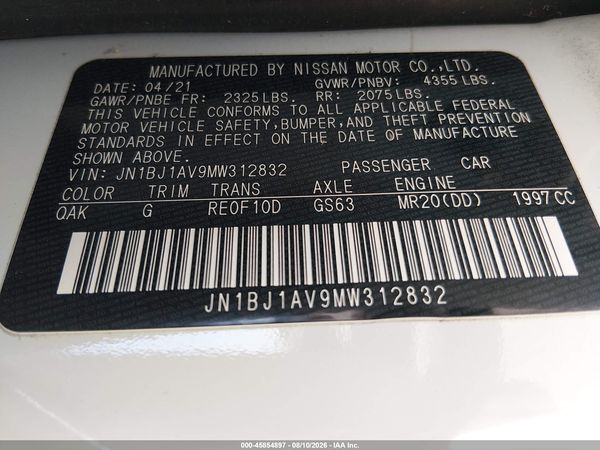 2021 NISSAN ROGUE SPORT S FWD XTRONIC CVT
