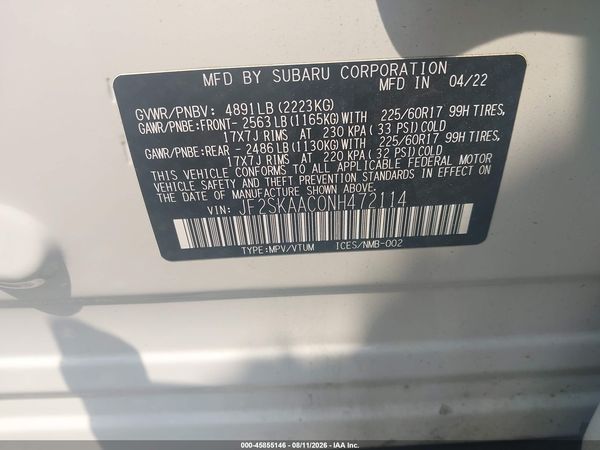 2022 SUBARU FORESTER Base — I9