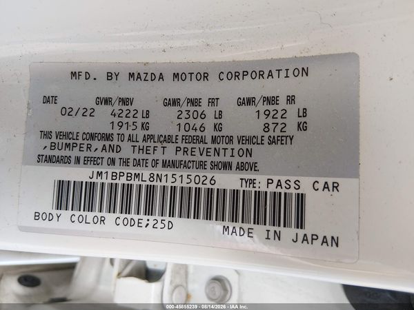 2022 MAZDA MAZDA3 PREMIUM
