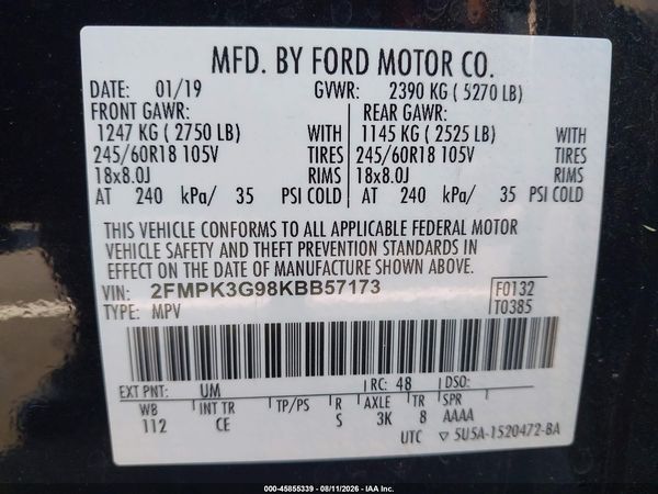 2019 FORD EDGE SE — I9
