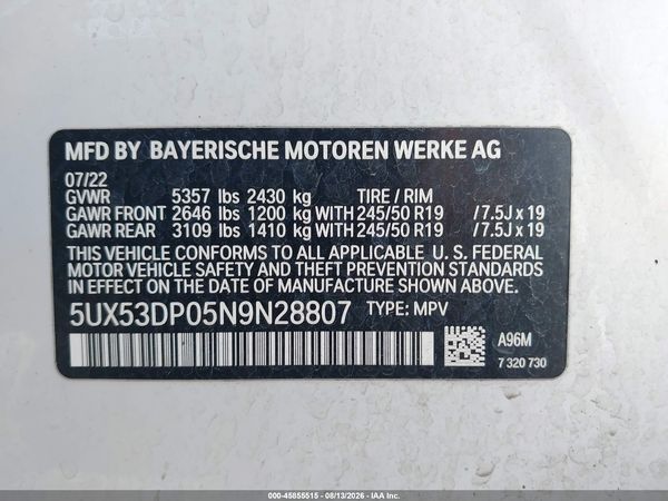2022 BMW X3 XDRIVE30I