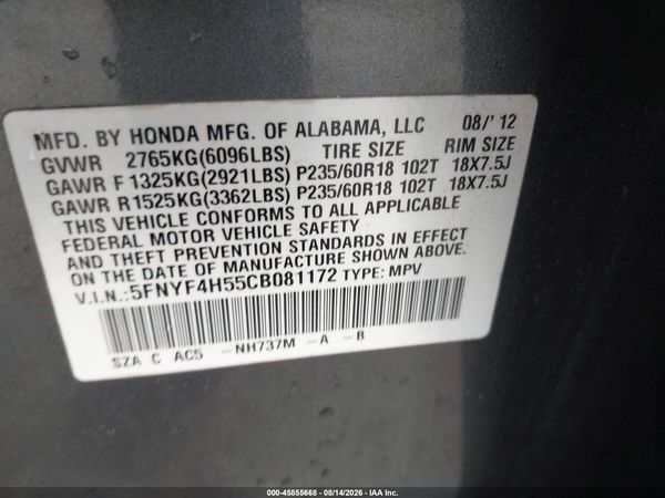 2012 HONDA PILOT EX-L