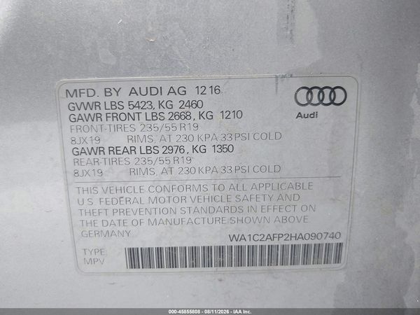 2017 AUDI Q5 2.0T PREMIUM