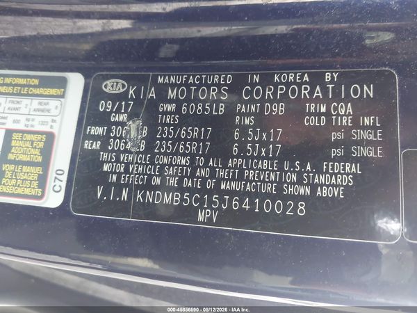 2018 KIA SEDONA LX