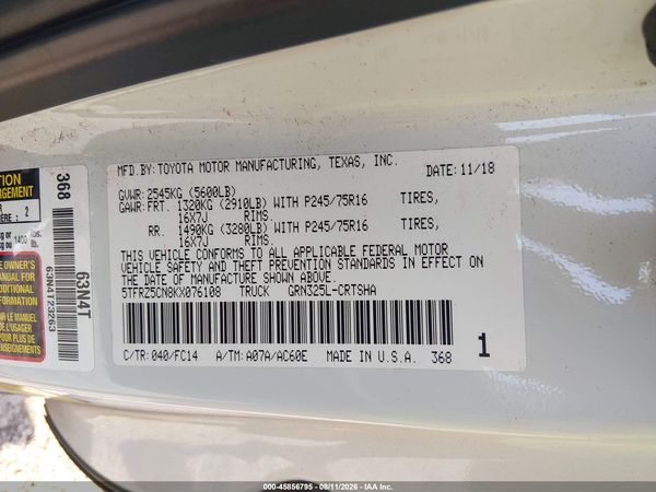 2019 TOYOTA TACOMA SR5 V6