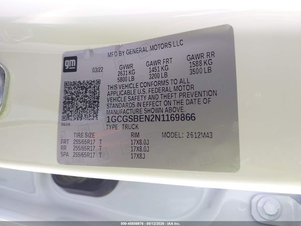 2022 CHEVROLET COLORADO 2WD  SHORT BOX WT — I9