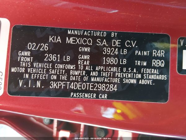 2026 KIA K4 LXS