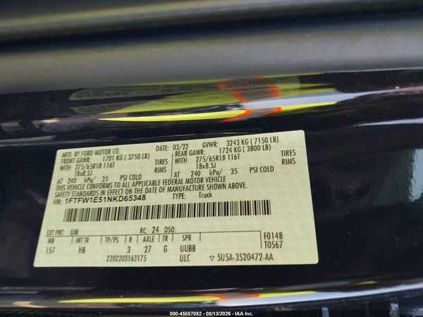 2022 FORD F-150 LARIAT
