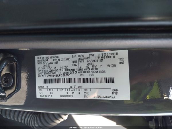 2020 FORD F-150 LARIAT
