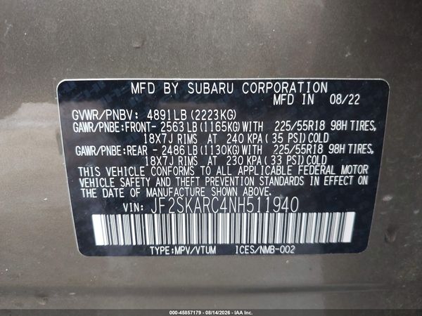 2022 SUBARU FORESTER TOURING