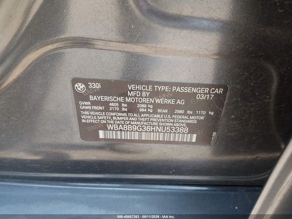 2017 BMW 3 SERIES 330I