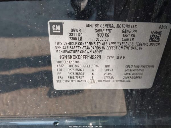 2015 CHEVROLET TAHOE LTZ — I9