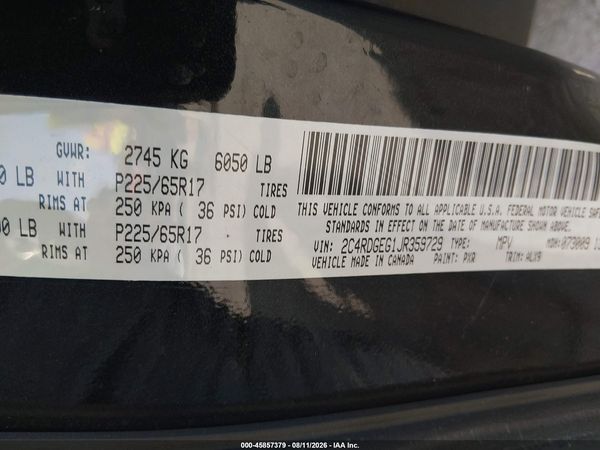 2018 DODGE GRAND CARAVAN GT — I9