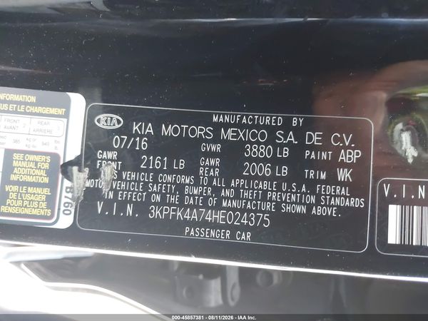 2017 KIA FORTE LX