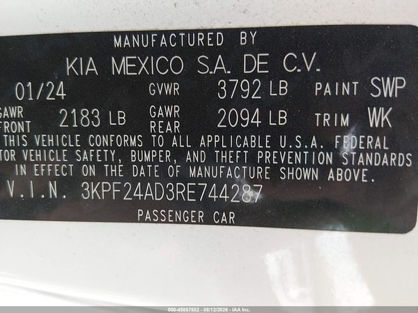 2024 KIA FORTE LXS
