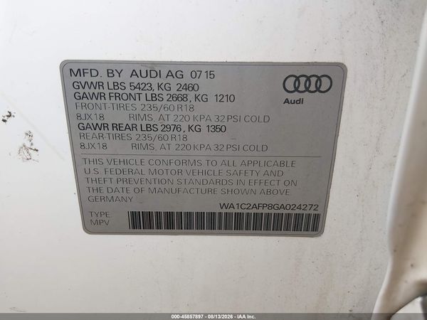 2016 AUDI Q5 2.0T PREMIUM