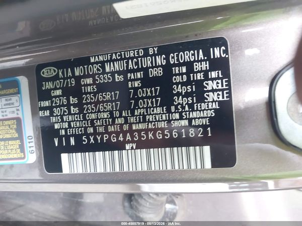 2019 KIA SORENTO 2.4L LX
